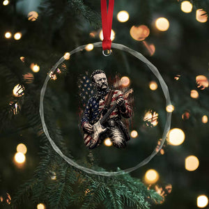 Teddy Roosevelt Playing Guitar 4th of July Crystal Glass Ornament