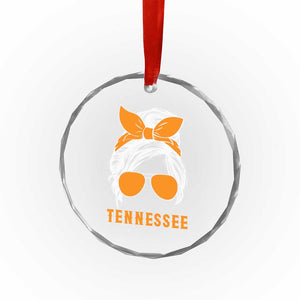Tennessee Fan Crystal Glass Ornament Volunteers College Football Lover Game Day Messy Bun TS10 Print Your Wear