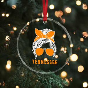 Tennessee Fan Crystal Glass Ornament Volunteers College Football Lover Game Day Messy Bun TS10 Print Your Wear