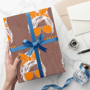 Tennessee Fan Wrapping Paper Roll Volunteers College Football Lover Game Day Messy Bun TS10 Mocha Print Your Wear