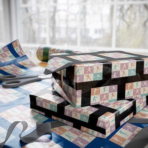 Tennis Lover Colorful Pastel Grid Sports Fan Gift Wrapping Paper Roll TS12 Black Print Your Wear