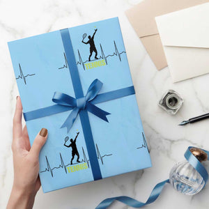 Tennis Lover Heartbeat Wrapping Paper Roll Sports Player Gift TS12 Light Blue Print Your Wear