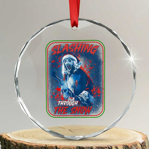 Terrifier Santa Christmas Crystal Glass Ornament Slashing Through The Snow TS14 Transparent Glass 3'' Circle Print Your Wear