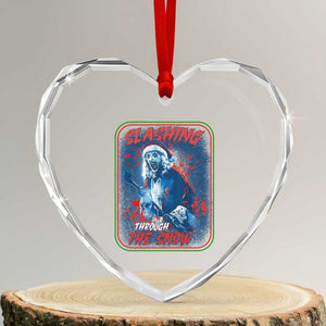 Terrifier Santa Christmas Heart Crystal Glass Ornament Slashing Through The Snow TS14 Transparent Glass 3'' Heart Print Your Wear