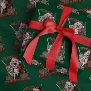 Terrifier Santa Christmas Horror Movie Wrapping Paper Roll TS14 Green Print Your Wear