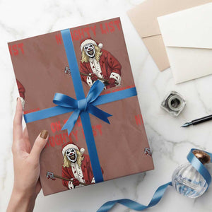 Terrifier Santa Christmas Movie Wrapping Paper Roll On The Naughty List And I Regret Nothing TS14 Mocha Print Your Wear