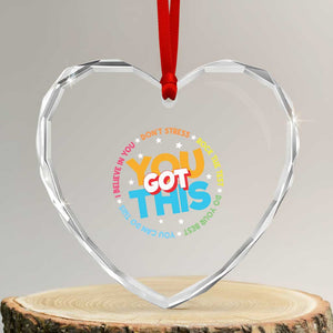 Test Day Teacher Heart Crystal Glass Ornament Rock The Test Dont Stress Just Do Your Best TS10 Transparent Glass 3'' Heart Print Your Wear
