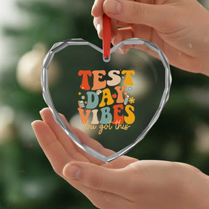 Test Day Vibes Heart Crystal Glass Ornament Teacher Groovy Testing Day Exam TS10 Print Your Wear