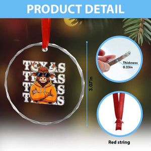 TFL Football Lover Crystal Glass Ornament Vintage Orange Cow Sunglasses Game Day TS11 Print Your Wear