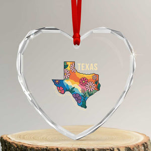 Texas Floral Boho Heart Crystal Glass Ornament For the Love of the Texas Hill Country Southern Pride TS02 Transparent Glass 3'' Heart Print Your Wear
