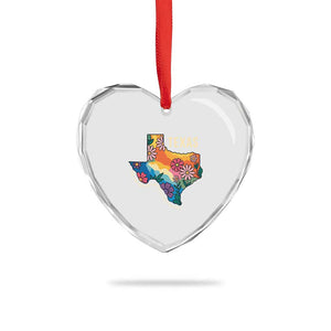 Texas Floral Boho Heart Crystal Glass Ornament For the Love of the Texas Hill Country Southern Pride TS02 Print Your Wear