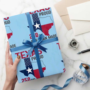 Texas Proud 250 Years Wrapping Paper Roll American Made 1776 to 2026 Semiquincentennial TS02 Light Blue Print Your Wear