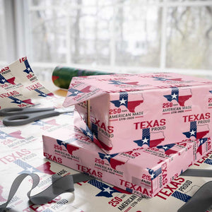 Texas Proud 250 Years Wrapping Paper Roll American Made 1776 to 2026 Semiquincentennial TS02 Light Pink Print Your Wear