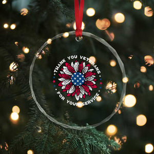 Thank You Veterans Crystal Glass Ornament American Flag Sunflower Military Tribute TS02 Print Your Wear