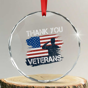 Thank You Veterans Crystal Glass Ornament Never Forget Veterans Military Appreciation US Flag TS10 Transparent Glass 3'' Circle Print Your Wear
