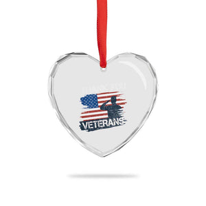 Thank You Veterans Heart Crystal Glass Ornament Never Forget Veterans Military Appreciation US Flag TS10 Print Your Wear
