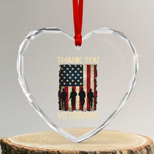 Thank You Veterans Heart Crystal Glass Ornament Veterans Day Patriotic American Flag TS10 Transparent Glass 3'' Heart Print Your Wear