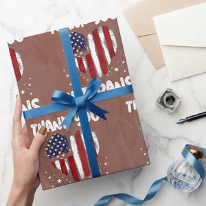 Thank You Veterans Wrapping Paper Roll Patriotic Veterans Day Grunge USA Flag Heart TS10 Mocha Print Your Wear