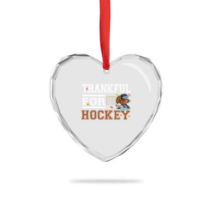Thankful For Hockey Heart Crystal Glass Ornament Funny Thanksgiving Ice Hockey Gift TS12 Print Your Wear
