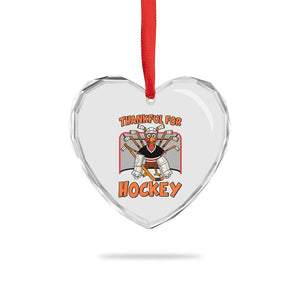 Thankful For Hockey Heart Crystal Glass Ornament Funny Turkey Ice Hockey Player Gift TS12 Print Your Wear