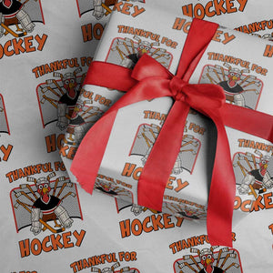 Thankful For Hockey Wrapping Paper Roll Funny Turkey Ice Hockey Player Gift TS12 White Print Your Wear