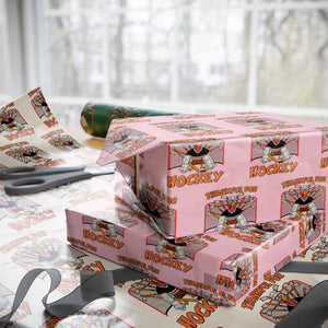 Thankful For Hockey Wrapping Paper Roll Funny Turkey Ice Hockey Player Gift TS12 Light Pink Print Your Wear