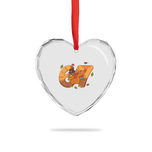 Thanksgiving Turkey Dabbing Heart Crystal Glass Ornament Six Seven Meme Trending Gift TS12 Print Your Wear