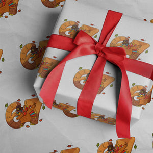 Thanksgiving Turkey Dabbing Wrapping Paper Roll Six Seven Meme Trending Gift TS12 White Print Your Wear