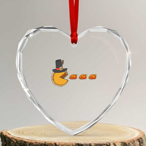 Thanksgiving Video Game Heart Crystal Glass Ornament Pumpkin Pie Eating Turkey Gamer Patch Day TS10 Transparent Glass 3'' Heart Print Your Wear