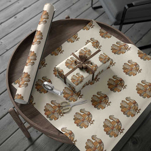 Thanksgiving Vintage Patchwork Gobble Turkey Wrapping Paper Roll TS11 Beige Print Your Wear