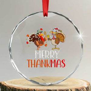 Thanksgiving Xmas Crystal Glass Ornament Merry Thankmas Santa Turkey TS09 Transparent Glass 3'' Circle Print Your Wear