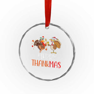 Thanksgiving Xmas Crystal Glass Ornament Merry Thankmas Santa Turkey TS09 Print Your Wear
