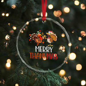 Thanksgiving Xmas Crystal Glass Ornament Merry Thankmas Santa Turkey TS09 Print Your Wear