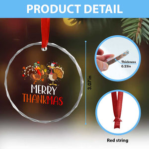 Thanksgiving Xmas Crystal Glass Ornament Merry Thankmas Santa Turkey TS09 Print Your Wear