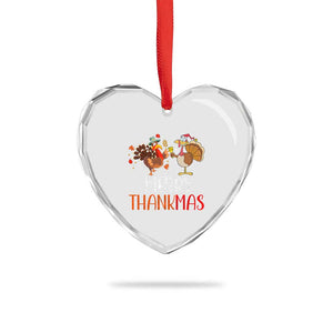 Thanksgiving Xmas Heart Crystal Glass Ornament Merry Thankmas Santa Turkey TS09 Print Your Wear