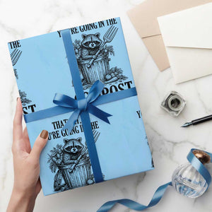That's It You're Going in the Compost Wrapping Paper Roll Funny Raccoon Gardener Meme TS14 Light Blue Print Your Wear