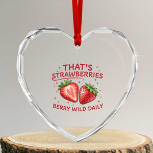 That’s Strawberries Heart Crystal Glass Ornament Summer Fruit Festival TS14 Transparent Glass 3'' Heart Print Your Wear