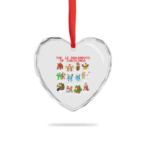 The 12 Brainrots of Christmas Heart Crystal Glass Ornament Funny Cursed Meme Holiday Gag Gift TS02 Print Your Wear