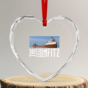 The Big Fitz Tribute Heart Crystal Glass Ornament SS Edmund Fitzgerald Freighter Design for Great Lakes History TS02 Transparent Glass 3'' Heart Print Your Wear