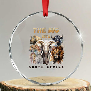 The Big Five South Africa Crystal Glass Ornament Elephant Lion Rhino Buffalo Leopard Animals Safari Wildlife TS02 Transparent Glass 3'' Circle Print Your Wear