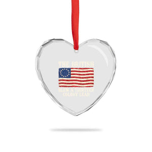The British Blew A Thirteen Colony Lead Betsy Ross Flag Heart Crystal Glass Ornament Vintage Patriotic 4th of July History Graphic