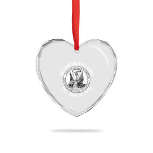 The Continental Army Est 1775 Heart Crystal Glass Ornament Patriotic US Military History Graphic