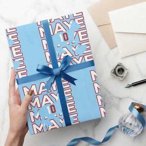 The GOAT Maye Wrapping Paper Roll NE Quarterback Fan Gift TS12 Light Blue Print Your Wear