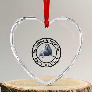 The Legend The Myth Neil The Seal Emblem Graphic Heart Crystal Glass Ornament Funny Viral Southern Elephant Seal Meme TS02 Transparent Glass 3'' Heart Print Your Wear