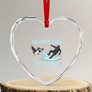 The Loon Platoon Defend The North Heart Crystal Glass Ornament Minnesota State Bird Rebel TS12 Transparent Glass 3'' Heart Print Your Wear