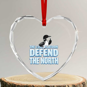 The Loon Platoon Defend The North Heart Crystal Glass Ornament MN State Bird Loon Resistance TS12 Transparent Glass 3'' Heart Print Your Wear