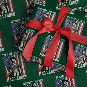 The Maye Flower Has Landed Wrapping Paper Roll Funny Minutemen Football Fan TS11 Green Print Your Wear