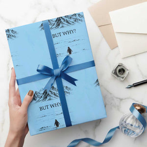 The Nihilist Penguin But Why Meme Wrapping Paper Roll Existential Moody Quiet Thinkers TS02 Light Blue Print Your Wear