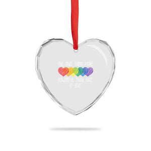The Only Thing More Powerful Than Hate Is Love Heart Crystal Glass Ornament Rainbow Hearts Pride Unity Bunny Inspirational Quote TS02 Print Your Wear