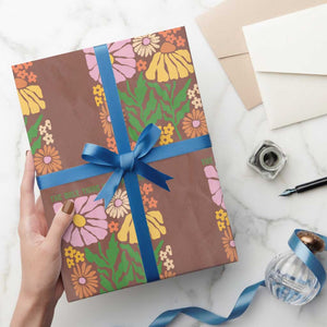 The Only Thing More Powerful Than Hate Is Love Wrapping Paper Roll Retro Floral Bunny Inspirational Quote TS02 Mocha Print Your Wear